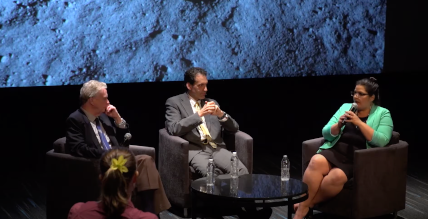 Margaret Huettl answering questions at the Why Go to the Moon_ event, held at the Adler Planetarium on July 19, 2019 Margaret Huettl answering questions at the Why Go to the Moon_ event, held at the Adler Planetarium on July 19, 2019