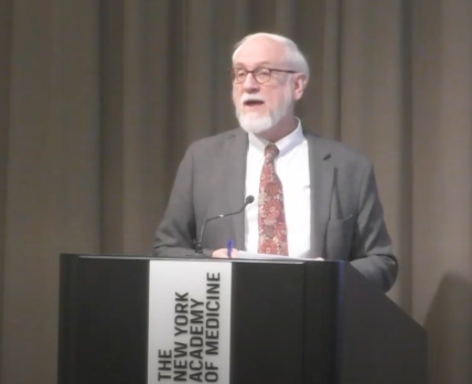 Paul Theerman giving the opening remarks at the Sickness and the City event, held at the New York Academy of Medicine on October 24, 2018