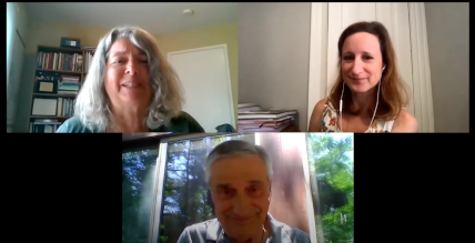 Paula Findlen, Lia Markey, and Joel Mokyr at the Technology Then and Now event. Held online on June 18, 2020, in collaboration with the Newberry Library