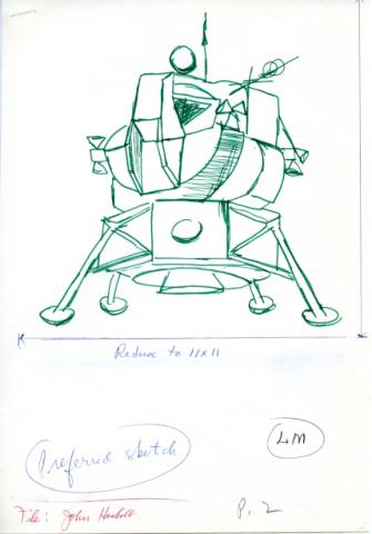 Ink sketch of a lunar landing module